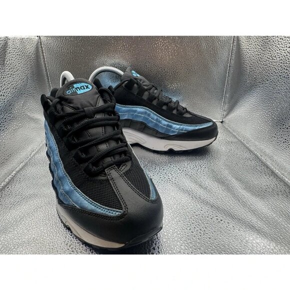 RARE 🚀 Size‎ 6Y - Nike Air Max 95 GS Black Light Current Blue Women’s Sneakers - Picture 4 of 12